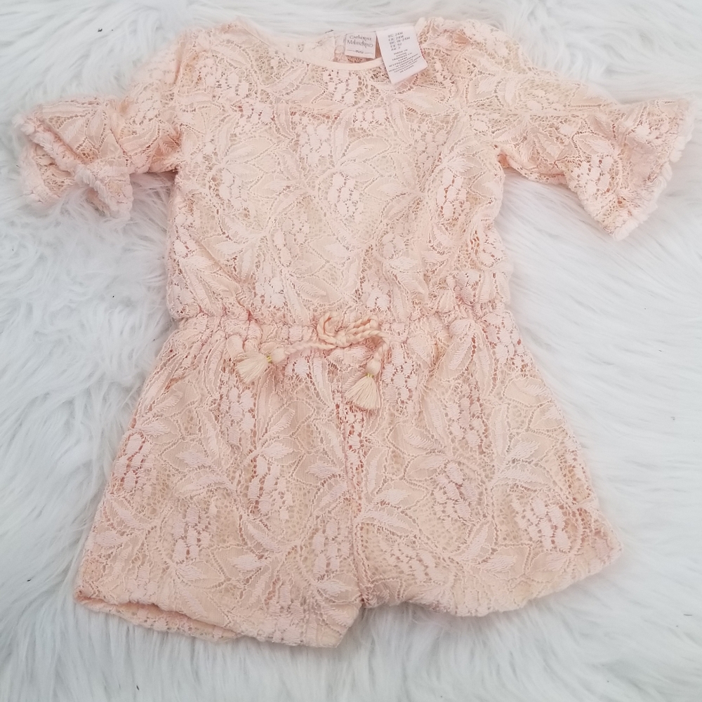 Catherine Malandrino mini pink lace romper